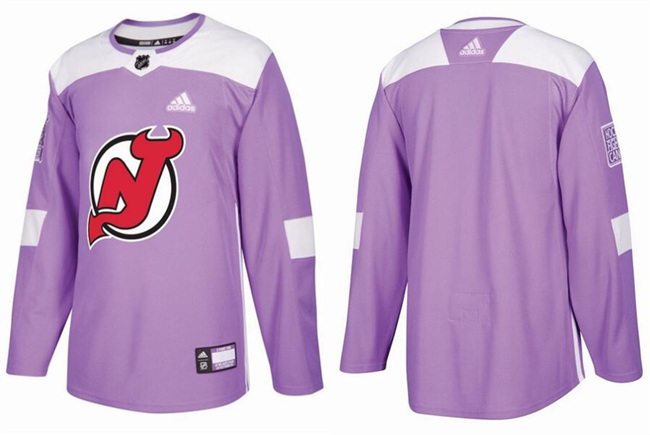Men's New Jersey Devils Blank Purple Fights Cancer Practice Stitched Hockey Jersey